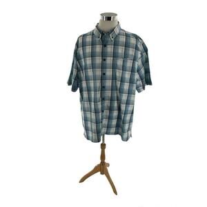 Duluth Trading Alaskan Hardgear Madras Shirt Mens 2XL Tall Short Sleeve Preppy